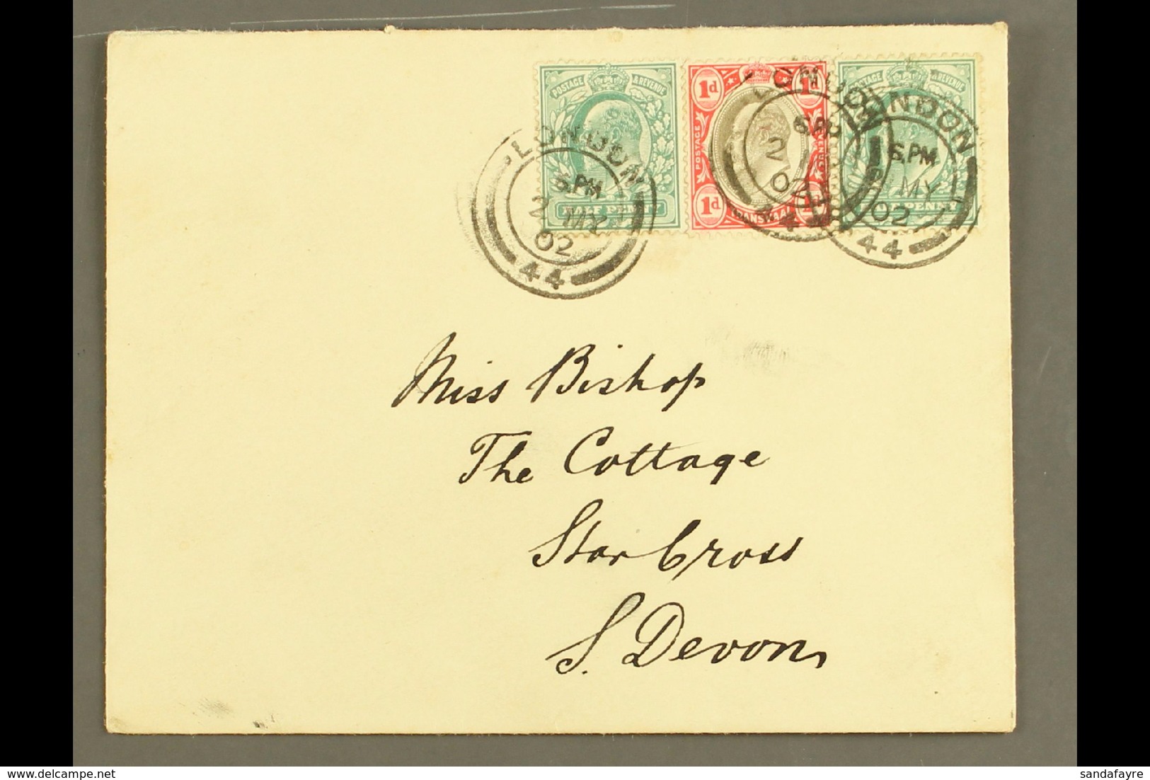 TRANSVAAL 1902 (2 May) Envelope From London, England To Devon, Franked With GB KEVII ½d X2 Plus Transvaal 1d, All Tied B - Non Classificati