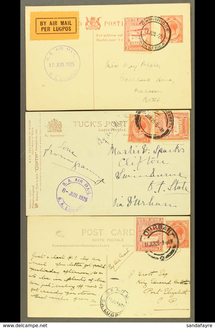 1925 (June) Three Airmail Postcards, One 1d Postal Stationery Card & Two Bearing 1d KGV Stamp, Plus All With 1d Air Stam - Non Classificati