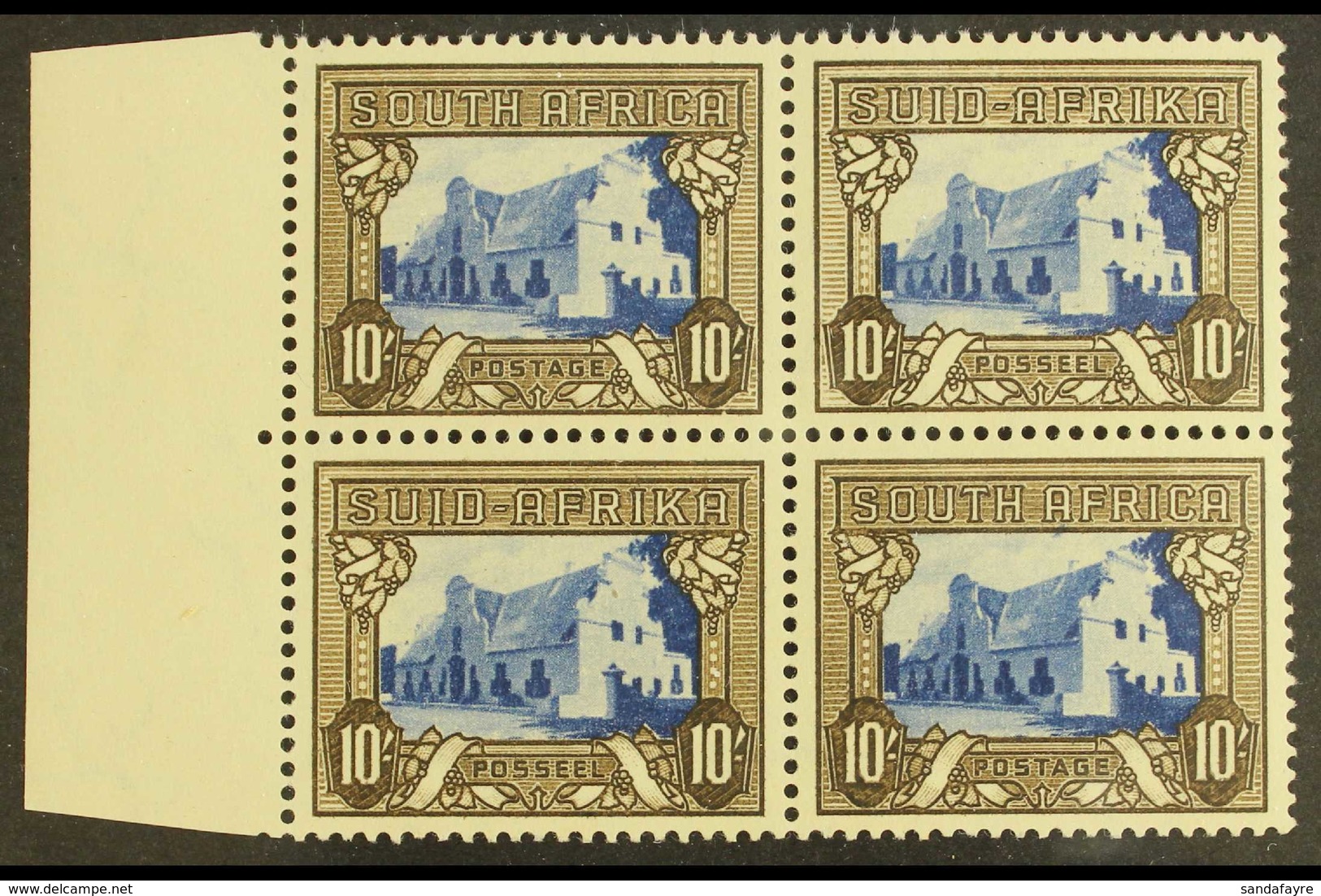 1933-48 10s Blue & Sepia, SG 64c, In A Marginal Block Of Four, Stamps Never Hinged Mint. For More Images, Please Visit H - Non Classificati