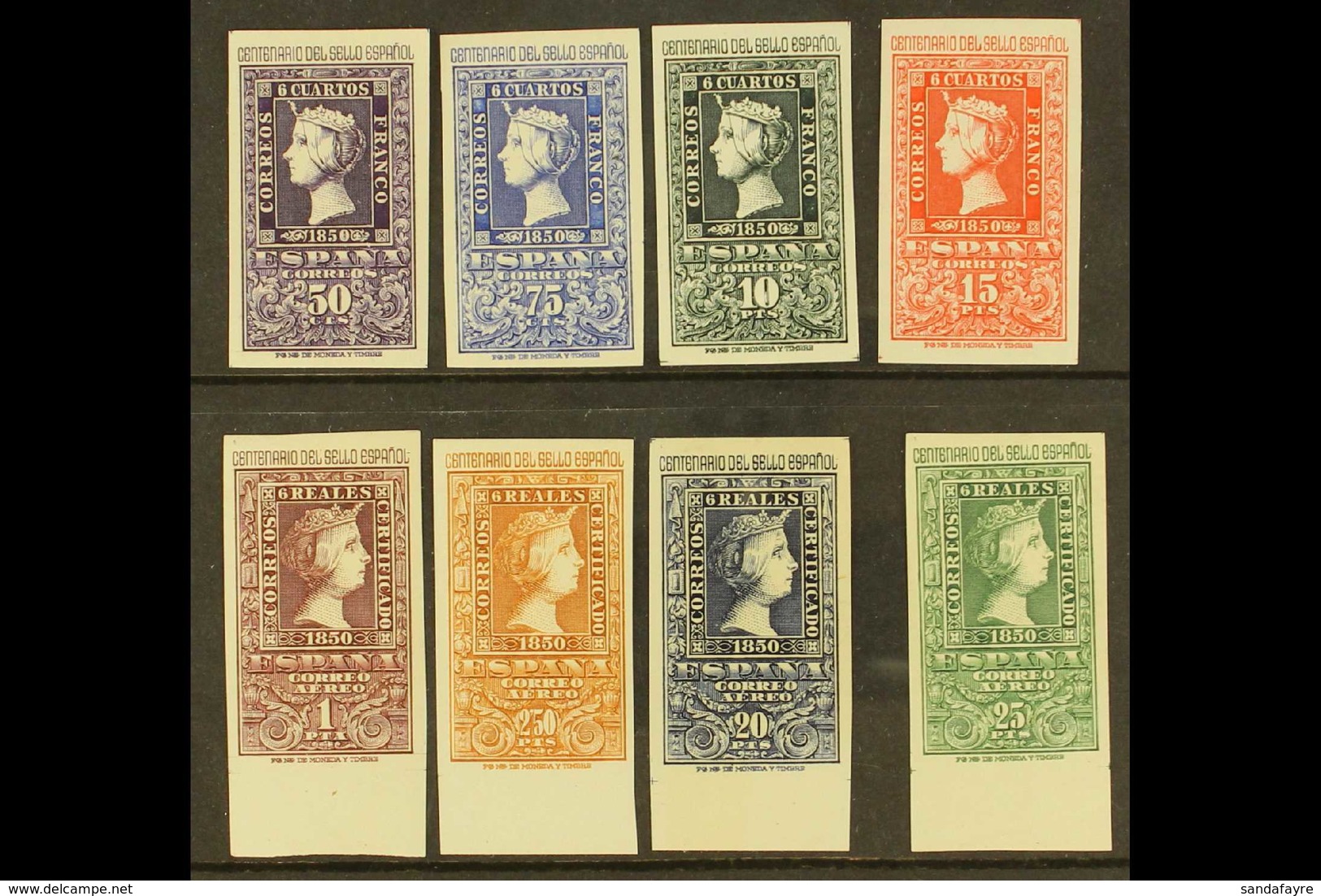 1950 Stamp Centenary Complete Imperf Set, Mi 975/82, The Four Postage Values Are Never Hinged Mint, Airmail Values Fine  - Altri & Non Classificati