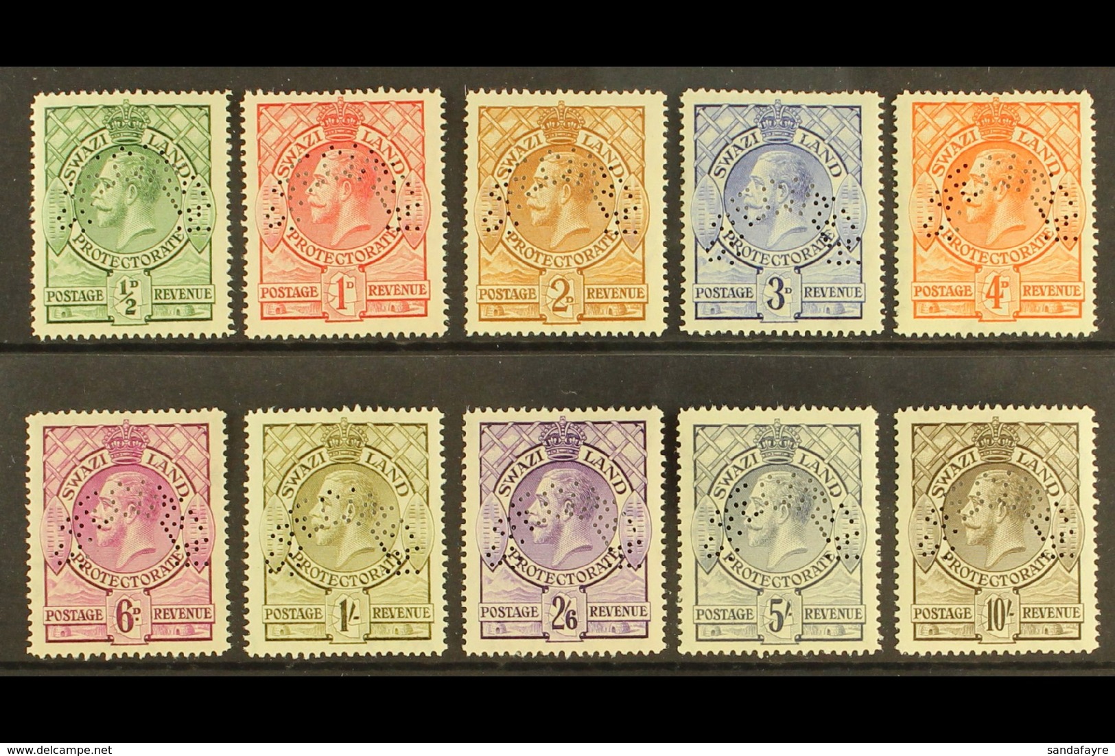 1933 Geo V Set Complete, Perforated "Specimen", SG 11s/20s, Very Fine Mint. (10 Stamps) For More Images, Please Visit Ht - Swaziland (...-1967)