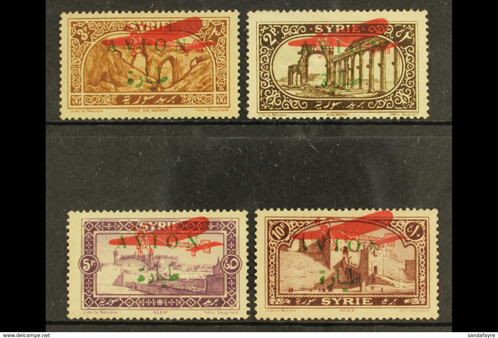 1925 AIRS WITH 1926 OVERPRINTS. 1925 Complete Set With "AVION" Opt In Green, With Additional 1926 Aeroplane Opt In Red,  - Siria