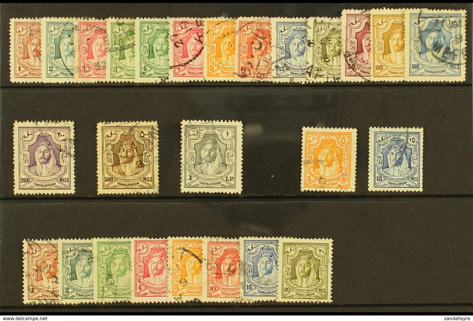 1930 Emir Set Re-engraved Complete Including All SG Listed Perf Types, SG 194b/207, Fine To Very Fine Used. (26 Stamps)  - Jordanien