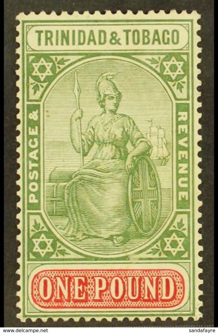 1921-2 £1 Grey-green & Carmine, Wmk Mult. Script CA, SG 215, Very Fine Mint. For More Images, Please Visit Http://www.sa - Trinidad & Tobago (...-1961)