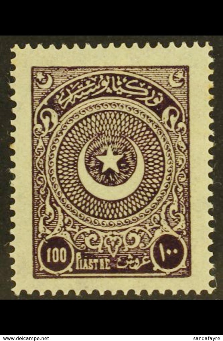 1923-25 100pi Dark Violet 'Star & Half-moon In Circle', Mi 824, Very Fine Mint. Superb Well Centered Stamp. For More Ima - Other & Unclassified