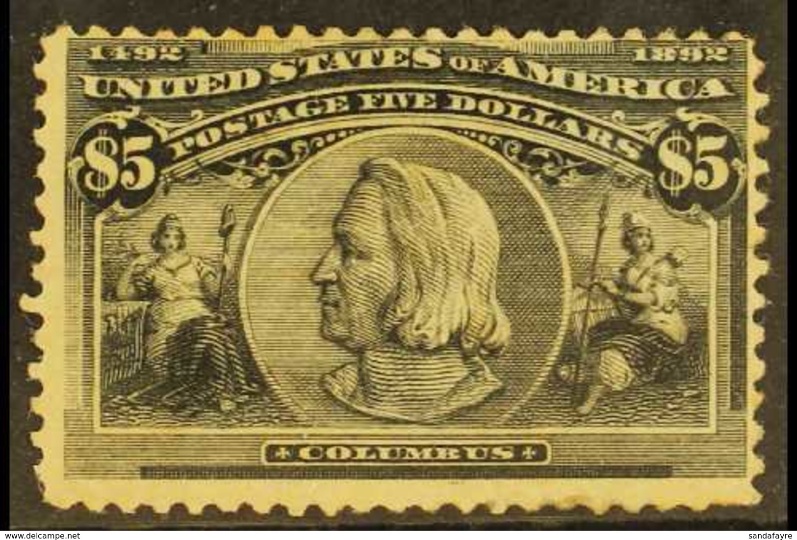 1893 $5 Black, Columbian Expo, Scott 245, Unused. For More Images, Please Visit Http://www.sandafayre.com/itemdetails.as - Altri & Non Classificati