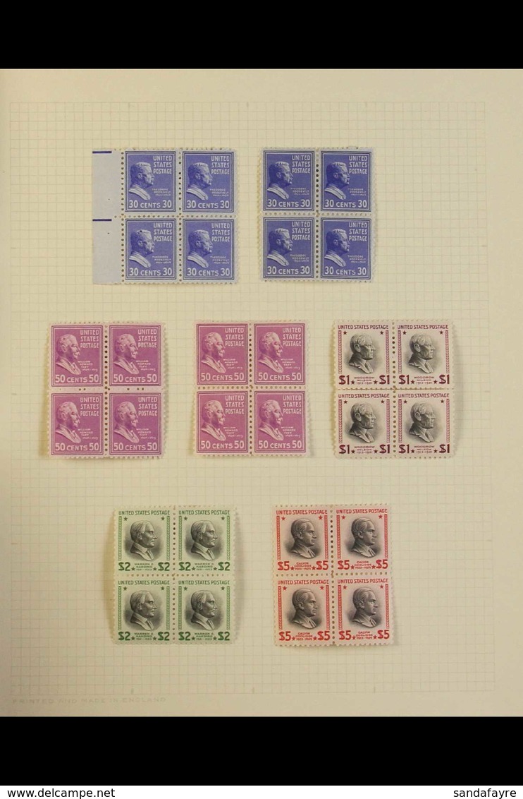 1938 Presidential Series Definitives Complete Set (Sc 803/34, SG 799/831) In Very Fine Mint BLOCKS OF FOUR (the Two Lowe - Altri & Non Classificati