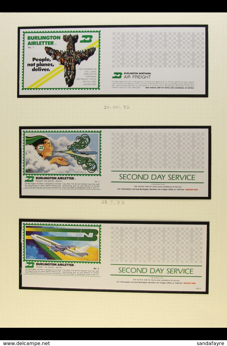 PRIVATE AIR LETTER STAMPS 1982-1983 Superb Never Hinged Mint All Different Collection Of Private Delivery Company Local  - Other & Unclassified