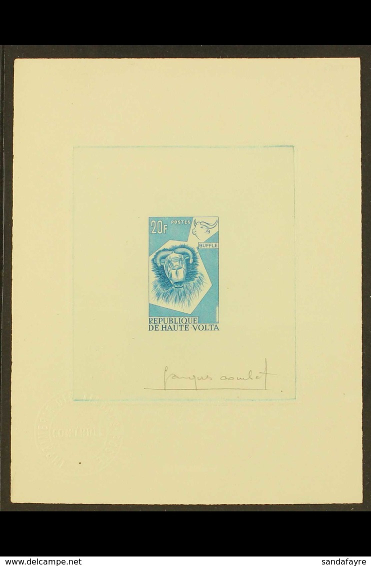 1960 20f Buffalo Mask (as Yvert 82, SG 79) - A Superb SUNKEN DIE PROOF Printed In Blue-green On Card, And Signed In Penc - Other & Unclassified