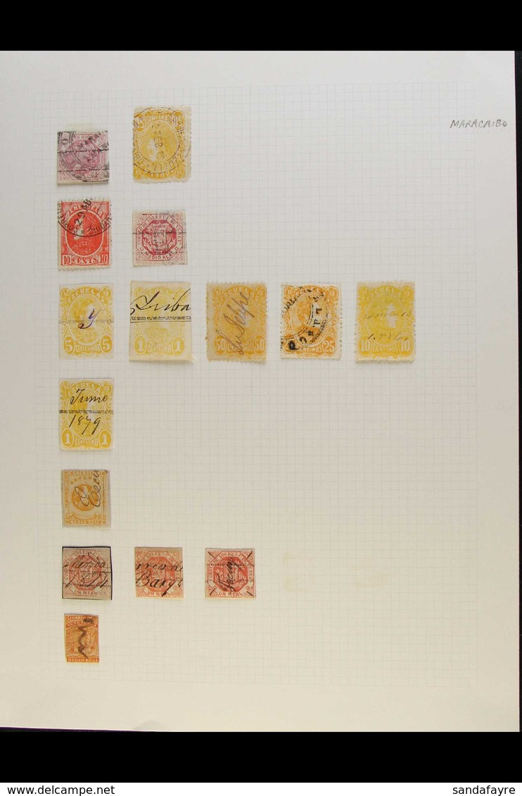 1859-93 EARLY POSTMARKS COLLECTION A Small Collection Of 19th Century Stamps Displayed On A Pair Of Album Pages. Include - Venezuela