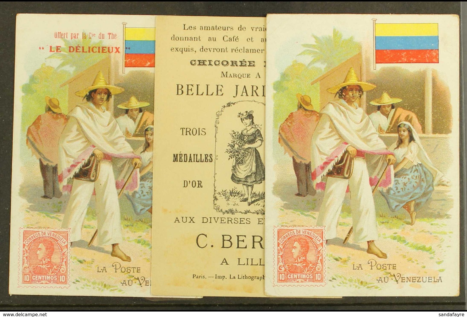 1908 Stamp Designs On Advertising Cards, All Different, Seldom Seen (3 Cards) For More Images, Please Visit Http://www.s - Venezuela