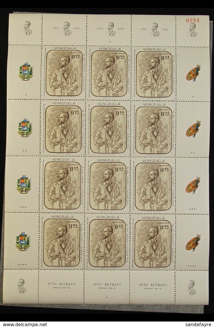 1966 Birth Centenary Of Arturo Michelina (painter) Set Of Six, SG 1948/1953, In Lovely COMPLETE SHEETLETS Of Twelve With - Venezuela