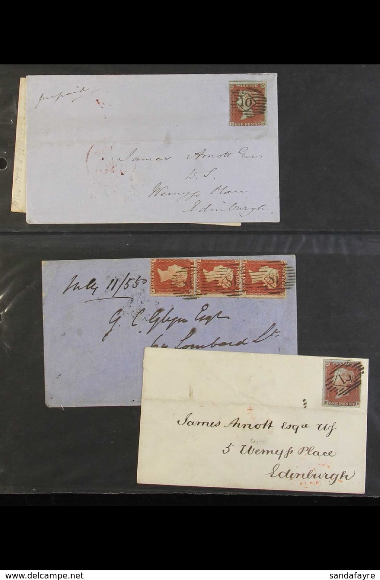 CURIOUS ACCUMULATION OF COVERS Incl. A Few QV 1841 1d Red Imperfs (4) And 1855 1d "Stars" Strip Of Three Used On Cover,  - Other & Unclassified