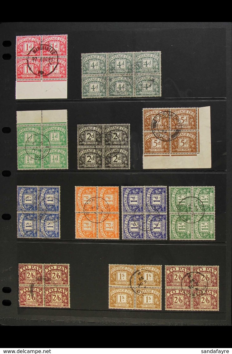 POSTAGE DUES 1924-1955 USED MULTIPLES. A Very Fine Used All Different Group Of BLOCKS Of 4 (plus One Block Of 6) On A St - Sonstige & Ohne Zuordnung
