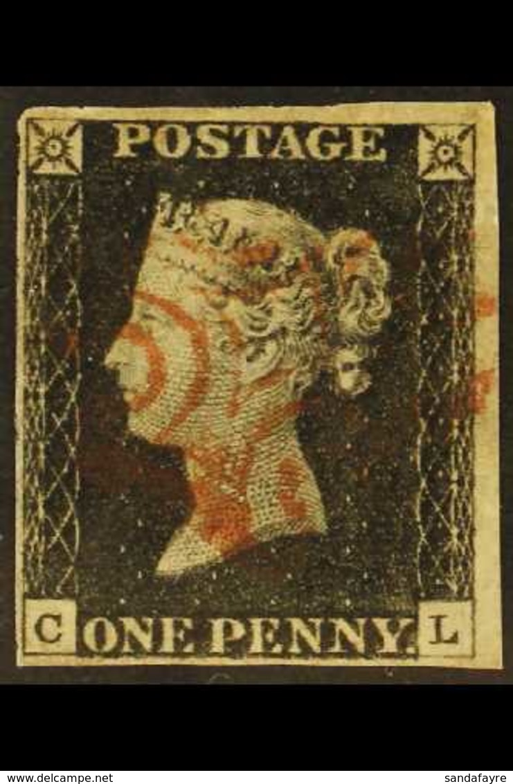 1840 1d Black 'CL' Plate 2, SG 2, Used With 4 Margins & Red MC Cancellation. For More Images, Please Visit Http://www.sa - Non Classificati