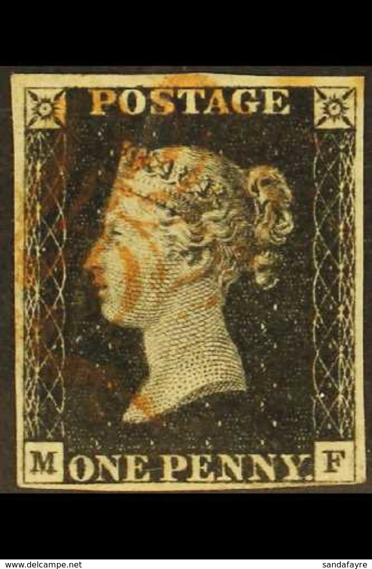 1840 1d Black 'MF' Plate 1b, SG 2, Used With 4 Margins & Very Fine Red MC Cancellation. For More Images, Please Visit Ht - Non Classificati