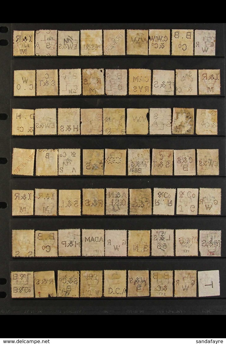 1864-79 1D RED PLATE NUMBERS - COMPANY PERFINS COLLECTION An Extensive Lot In Plate Number Order Between 162 And 218, Wi - Altri & Non Classificati