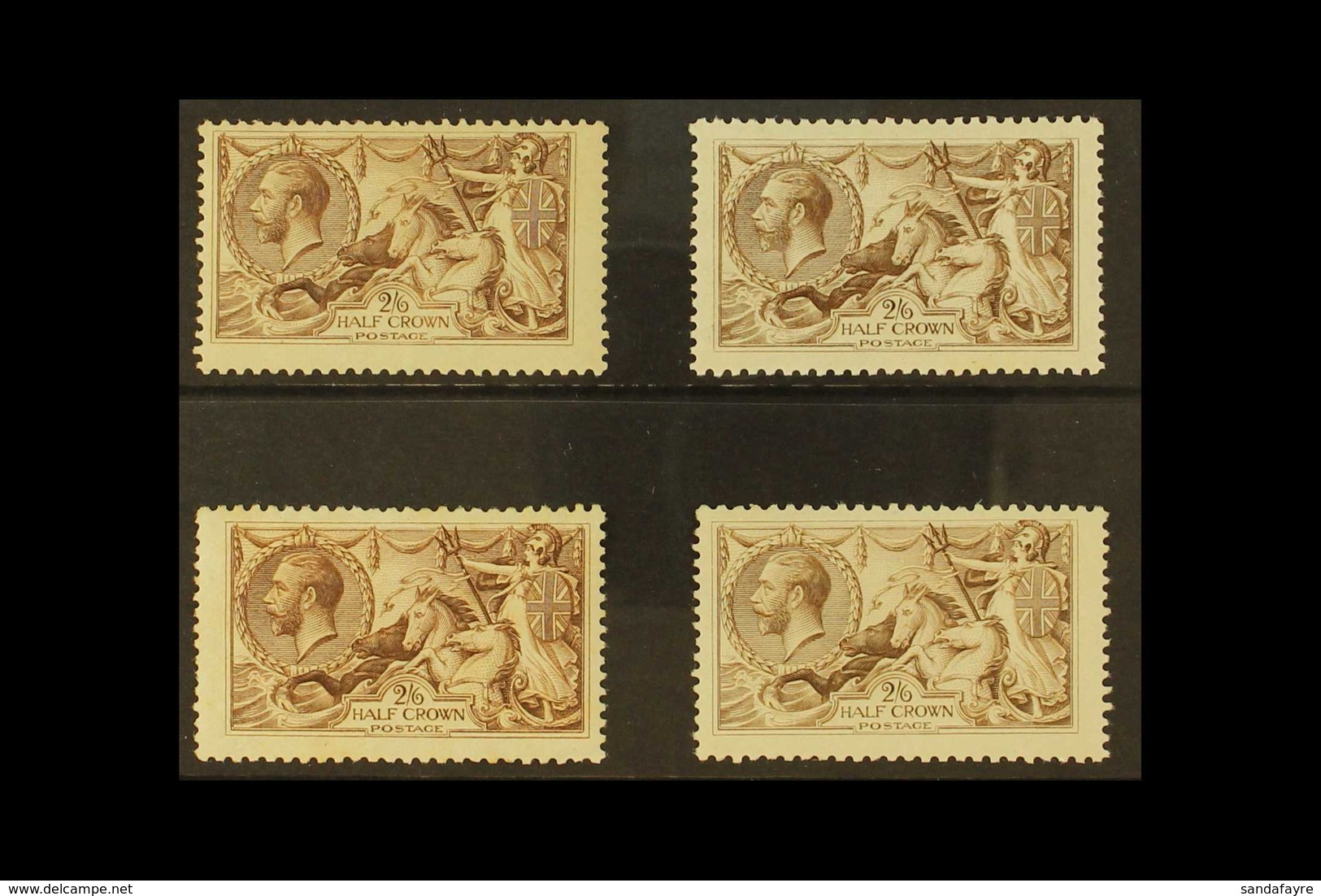 1918-19 2s6d Bradbury Seahorses - The Four Listed Shades, Olive- Brown, Chocolate- Brown, Reddish Brown & Pale Brown, SG - Unclassified