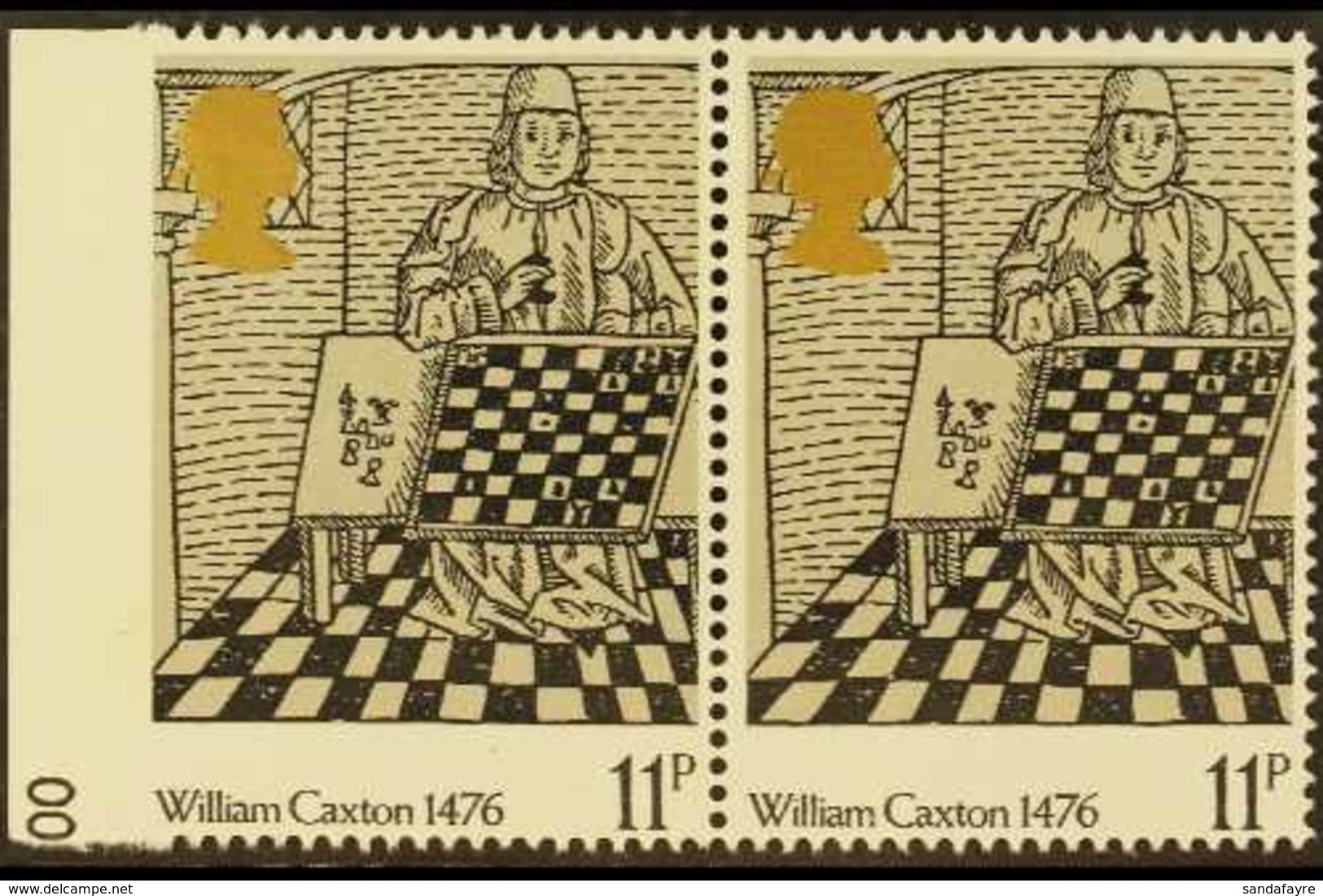 1976 11p British Printing (William Caxton) Pair, The Left- Hand Stamp IMPERF BETWEEN STAMP AND SHEET MARGIN. Very Fine N - Other & Unclassified