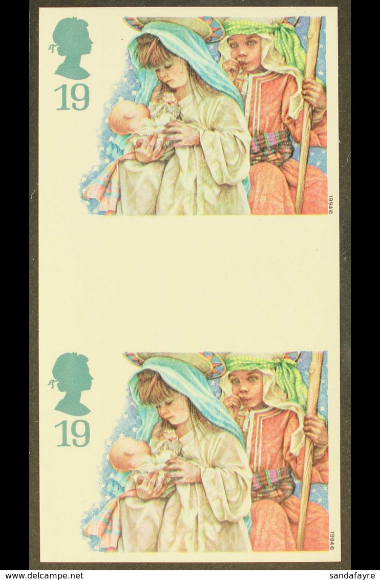 1994 CHRISTMAS 19p Mary And Joseph, Imperf Vertical Gutter Pair, SG 1843a, Fine Never Hinged Mint.  For More Images, Ple - Other & Unclassified