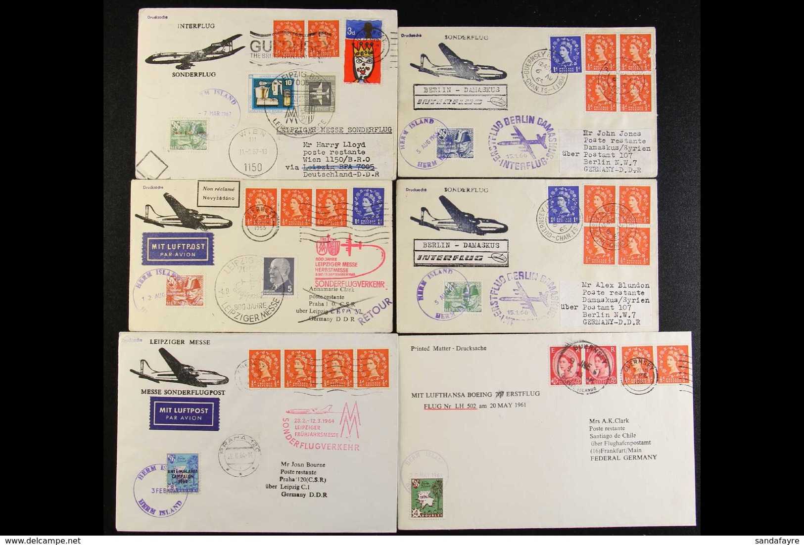 HERM ISLANDS 1961-1967 COVERS TO GERMANY All Bearing Herm Island (plus GB) Stamps. Most Are Illustrated/cacheted Includi - Altri & Non Classificati