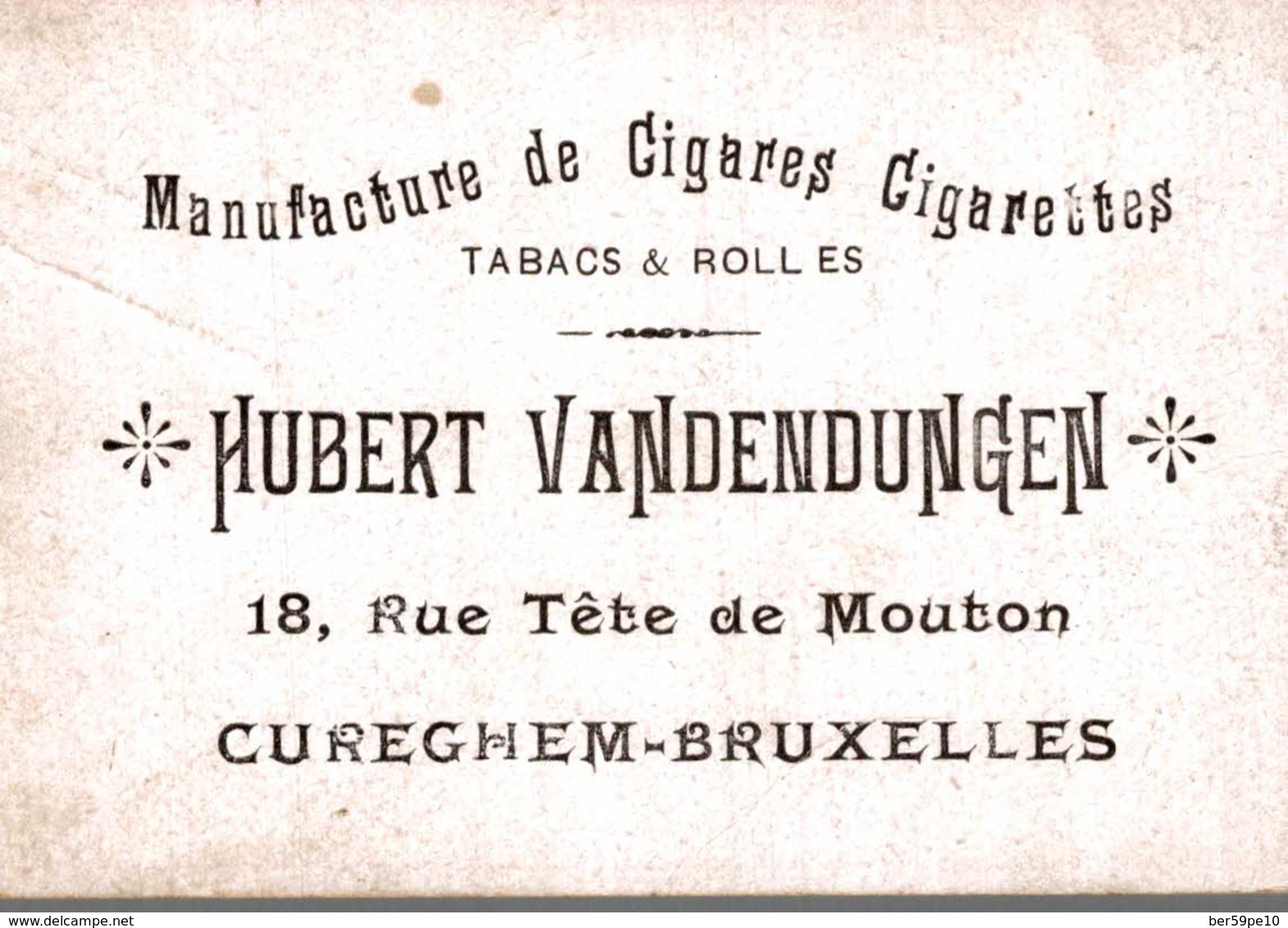 CHROMO   MANUFACTURE DE CIGARES CIGARETTES HUBERT VANDENDUNGEN CUREGHEM-BRUXELLES  MESANGE - Autres & Non Classés