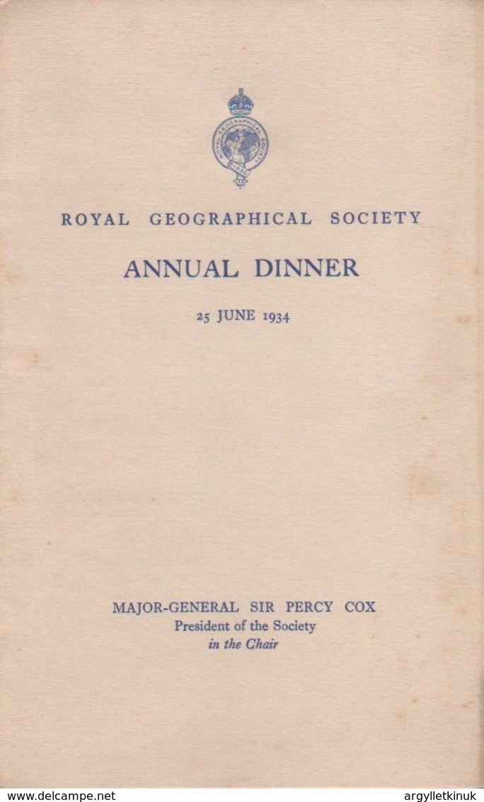 ROYAL GEOGRAPHICAL SOCIETY GENERAL COX IRAQ 1934 NEPAL - Tickets - Vouchers