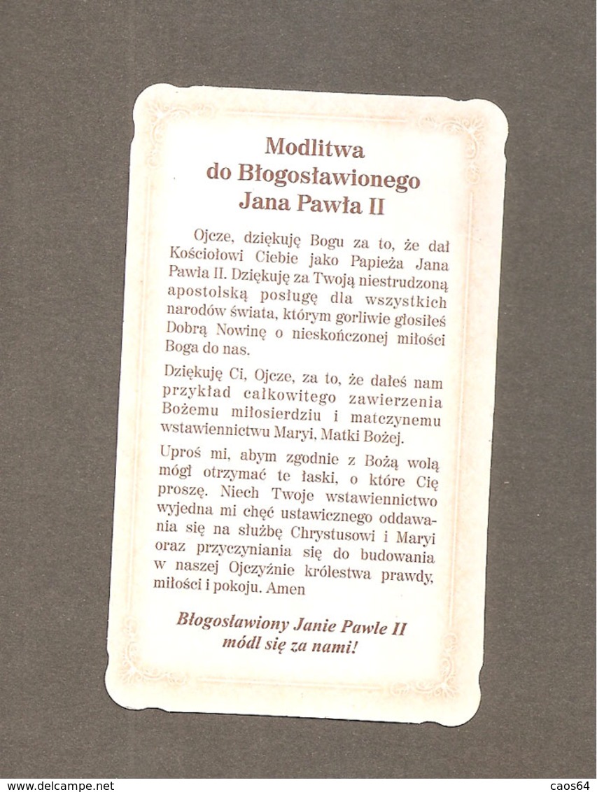 PAPA GIOVANNI PAOLO II  SANTINO LINGUA POLACCA CON GLITTER - Devotion Images