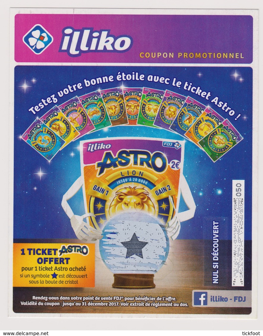 Ticket Billet  FDJ Illiko "ASTRO" Ticket Promotionnel, Non Autorisé à La Vente Emission N°1 Série 625 - Billets De Loterie