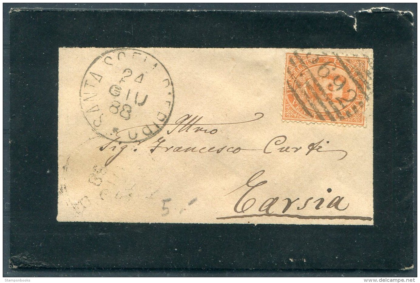 1888 Italy Mourning Cover. Santa Sofia D'Epiro 3692 Numeral - Tarsia - Marcophilia