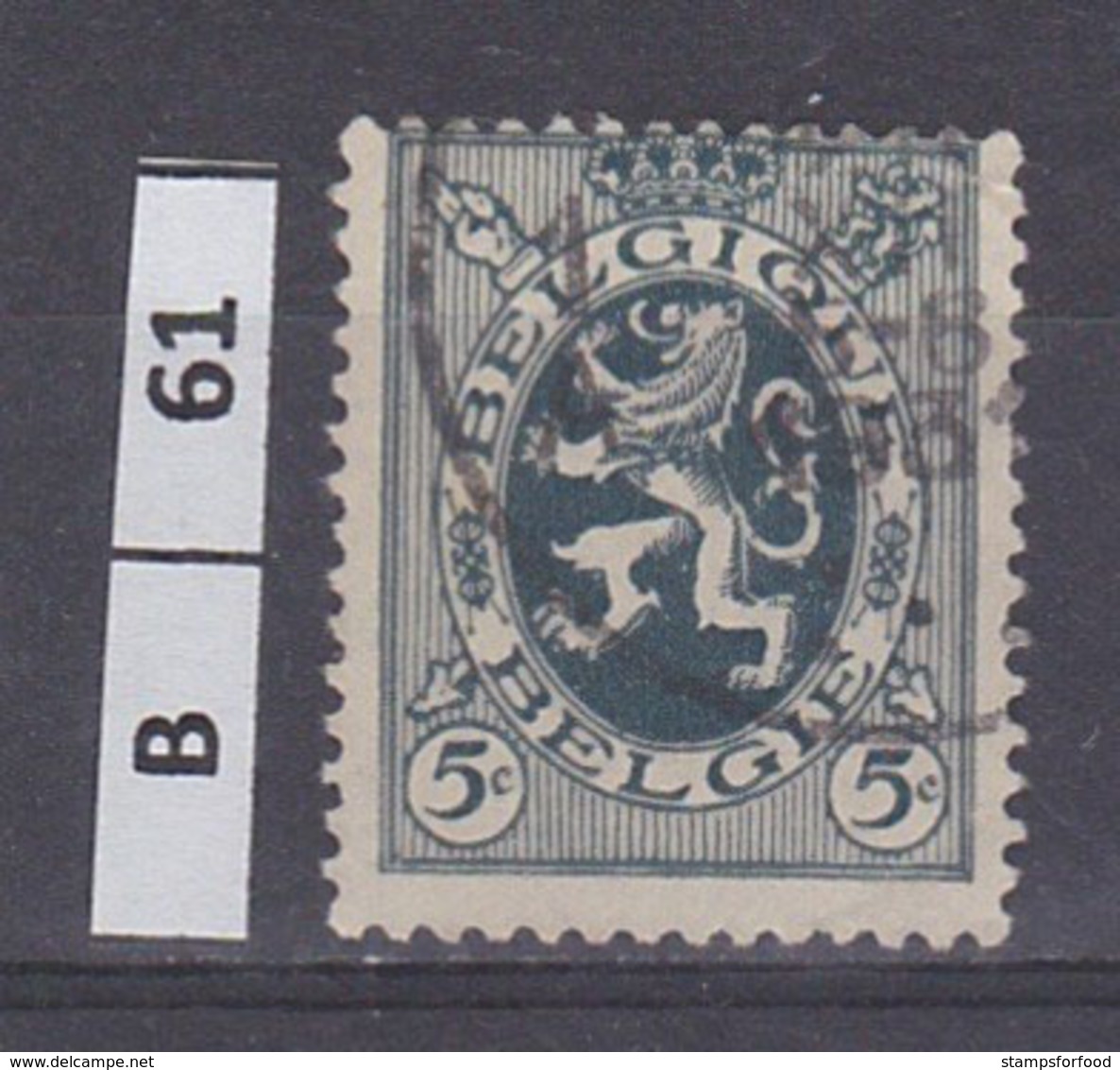 BELGIO  1929	Stemma Araldico 5 C Usato - 1929-1937 Heraldic Lion