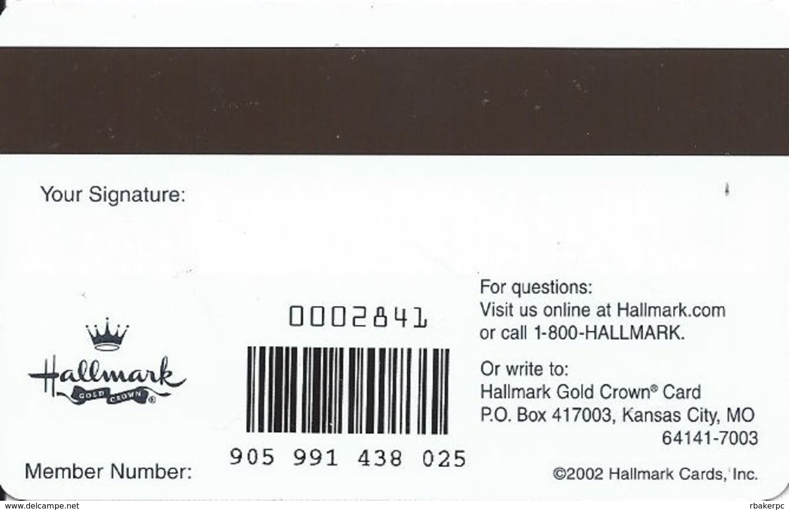 Hallmark Gold Crown - Customer Loyalty Card - Other & Unclassified