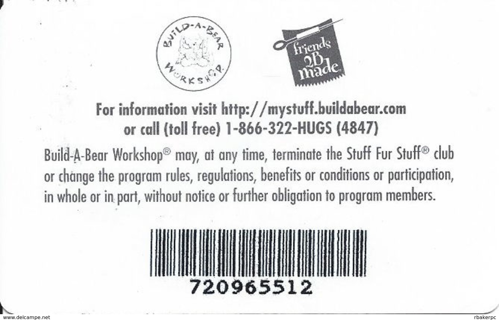 Stuff For $tuff Club - Build-A-Bear Workshop - Customer Loyalty Card - Other & Unclassified