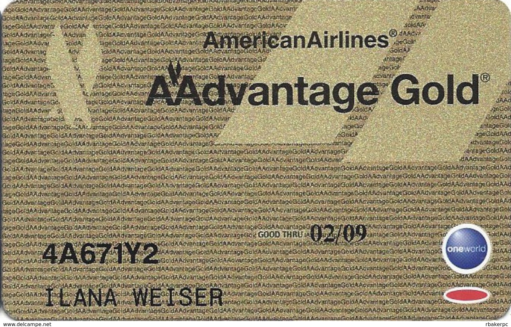 American Airlines AAdvantage Gold Card  With GC 05/06 On Back Expires 02/09 - Other & Unclassified