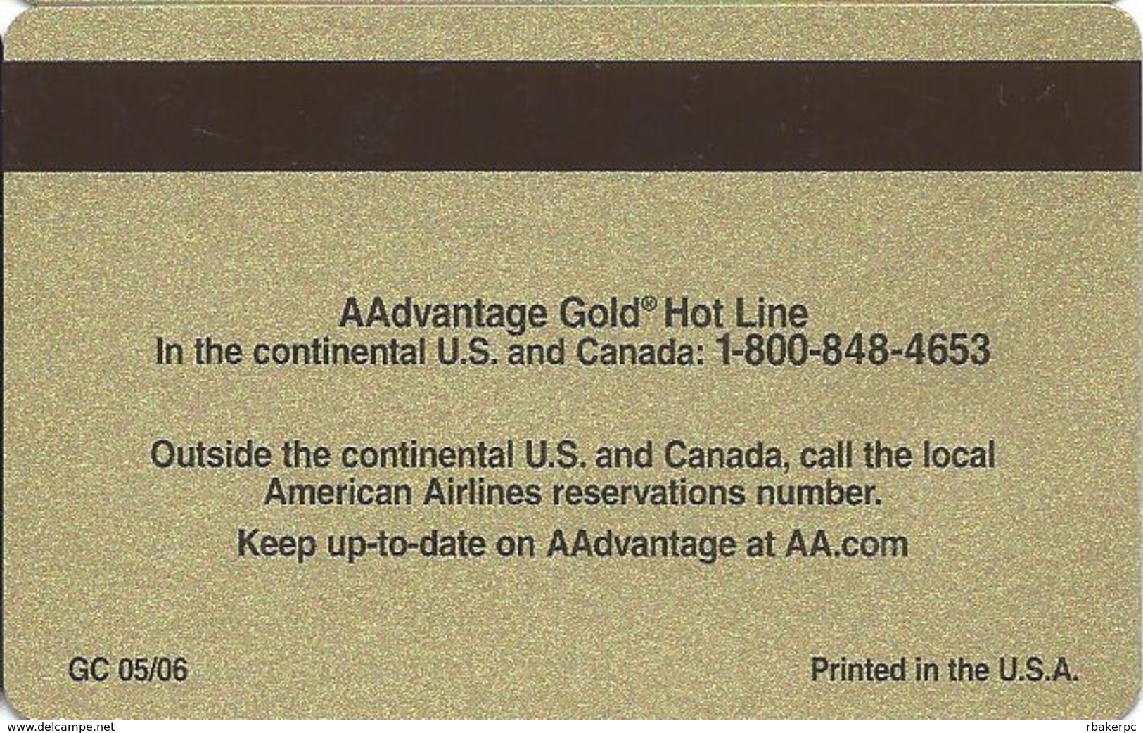 American Airlines AAdvantage Gold Card  With GC 05/06 On Back Expires 02/09 - Other & Unclassified