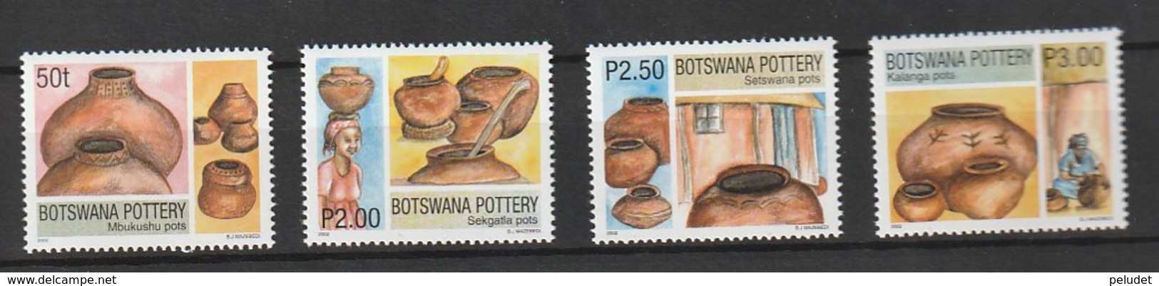 Bostwana 2002, Pottery 4v ** Mi 740-43, Sn 735-38, Yt 872-75, Sg 968-71 - Botswana (1966-...)