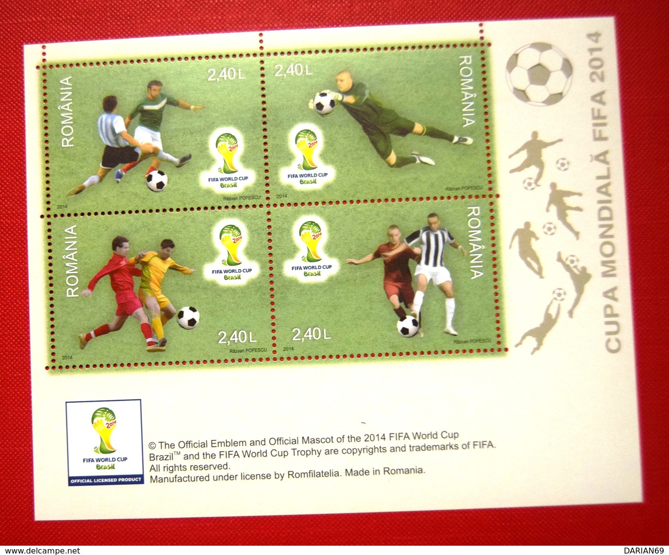 ROMANIA, 2014, WORLD FOOTBALL CHAMPIONSHIP, 2014, CHAMPIONNAT MONDIAL DE FOOTBALL, BLOCK - Unused Stamps