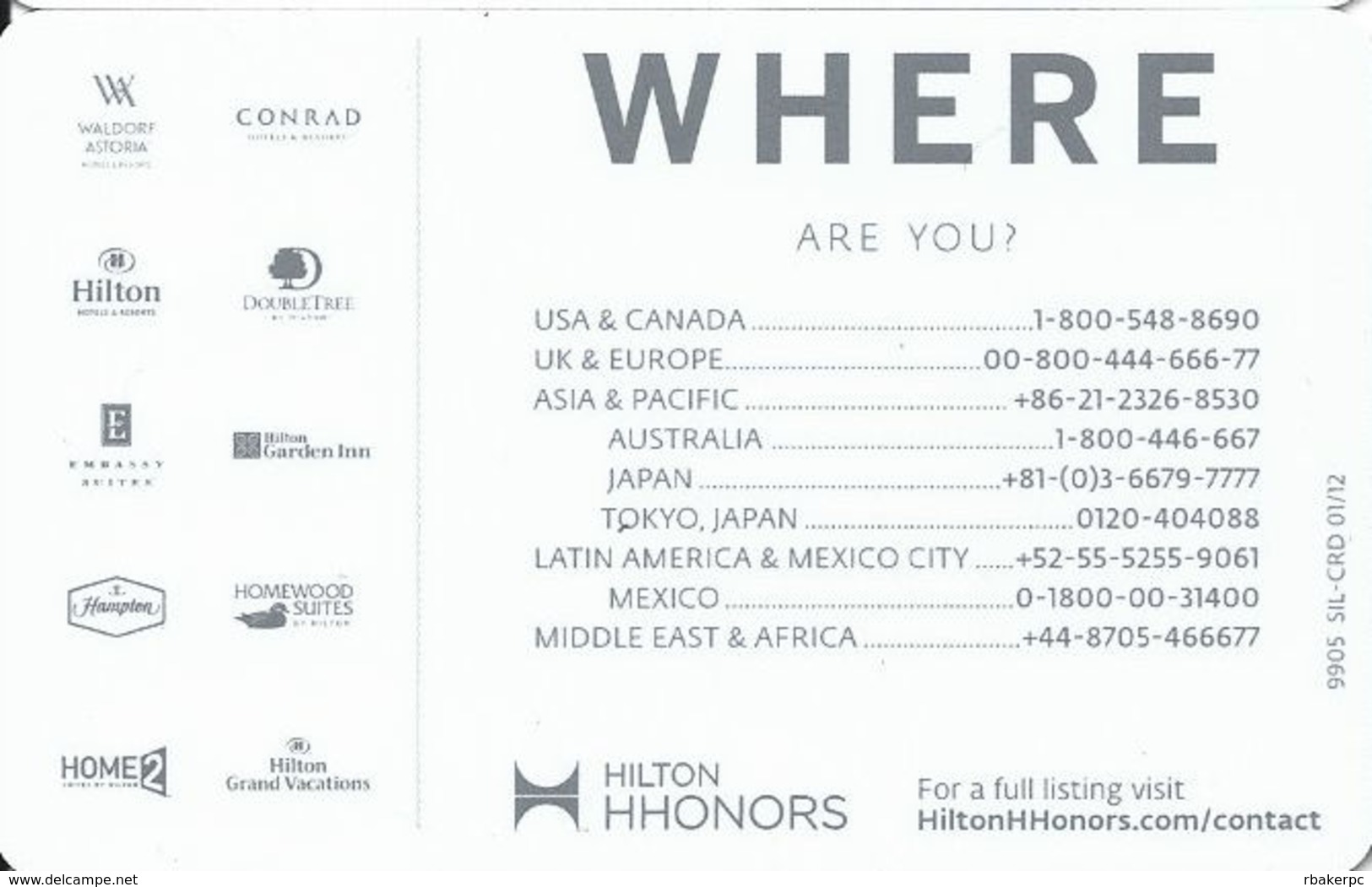 Hilton HHonors Silver Card With SIL-CRD 01/12 On Back Exp 02/2014 - Other & Unclassified