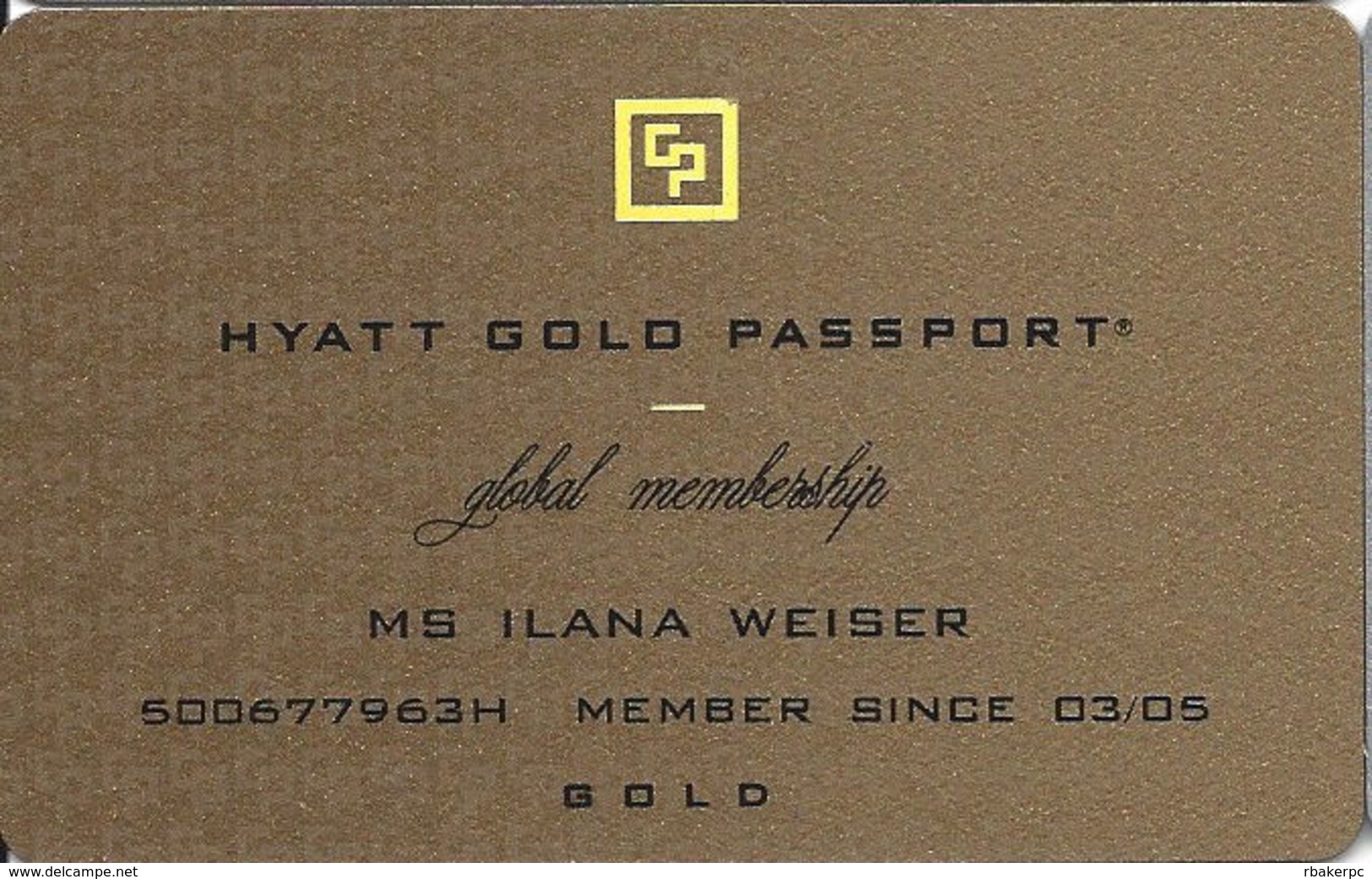 Hyatt Gold Passport Global Membership Card - Other & Unclassified