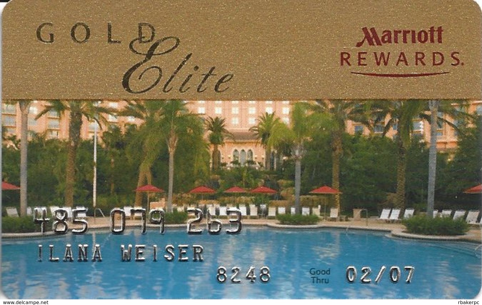 Marriott Reards Gold Elite Card With G 12/05 On Back - Other & Unclassified