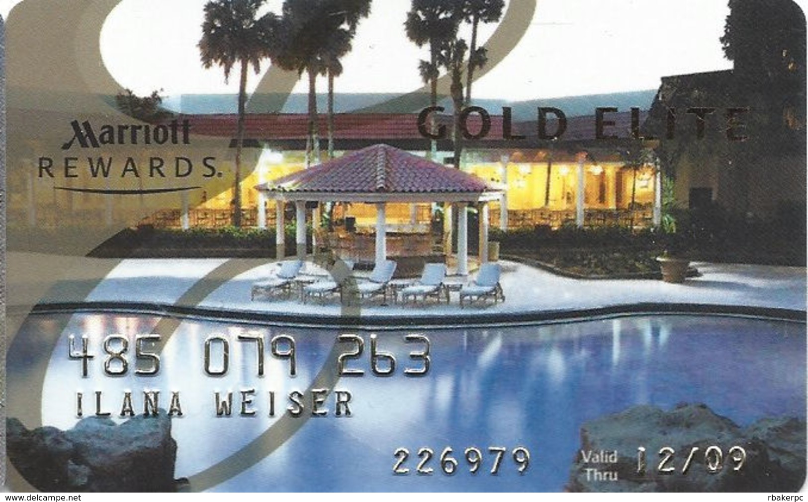 Marriott Reards Gold Elite Card With G09 On Back - Other & Unclassified