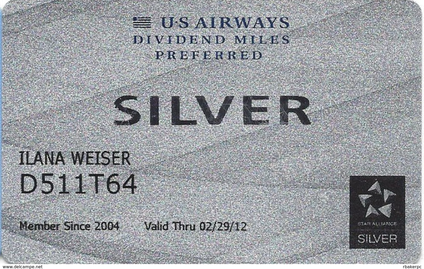 US Airways Dividend Miles Preferred SILVER Card - Other & Unclassified