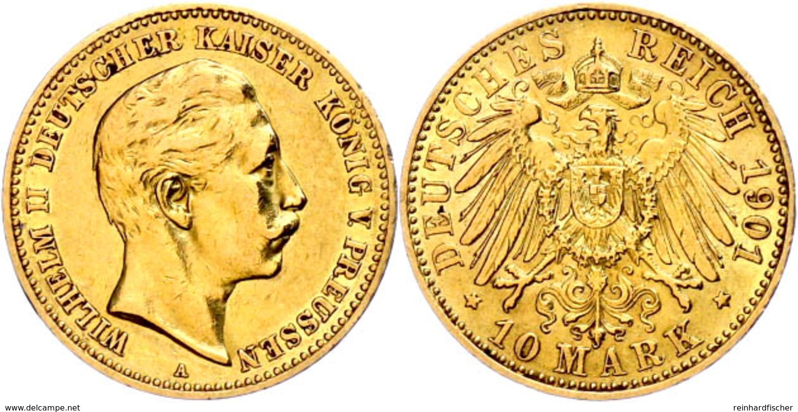 265 10 Mark, 1901, Wilhelm II., Kl. Rf., Ss., Katalog: J. 251 Ss - Altri & Non Classificati