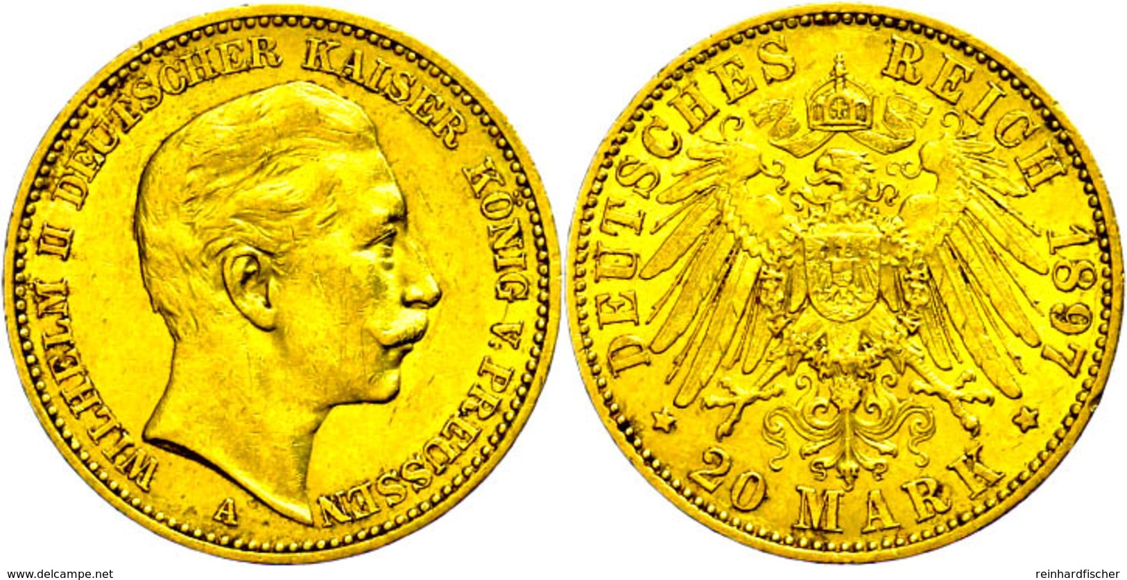 275 20 Mark, 1897, Wilhelm II., Kl. Rf., Ss., Katalog: J. 252 Ss - Altri & Non Classificati