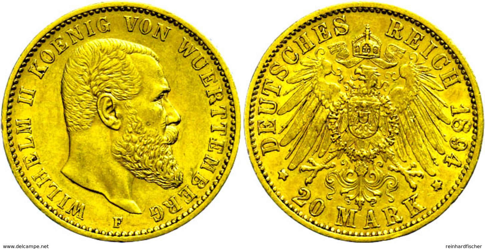 326 20 Mark, 1894, Wilhelm II., Wz. Rf., Ss-vz., Katalog: J. 296 Ss - Other & Unclassified