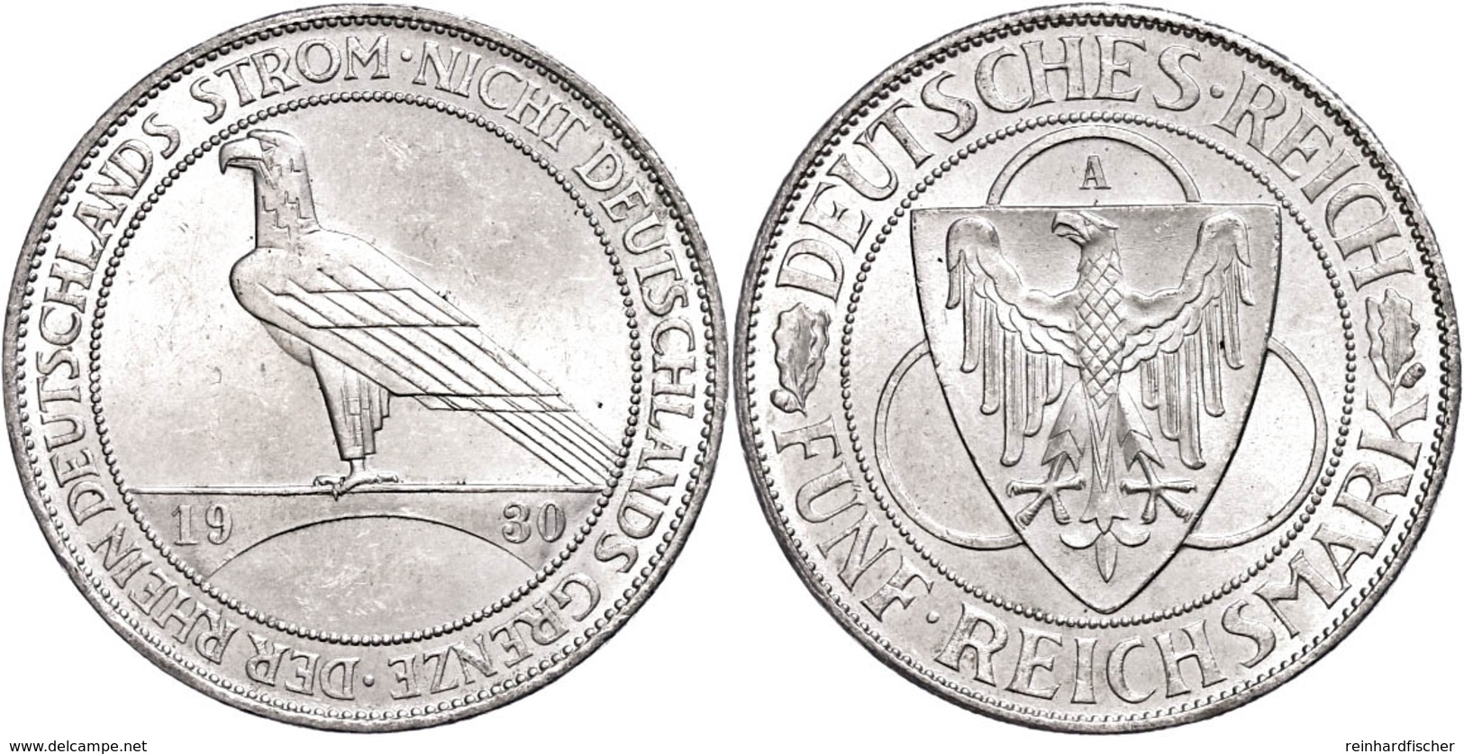 372 5 Reichsmark, 1930, A, Rheinlandräumung, Wz. Rf., Vz., Katalog: J. 346 Vz - Altri & Non Classificati