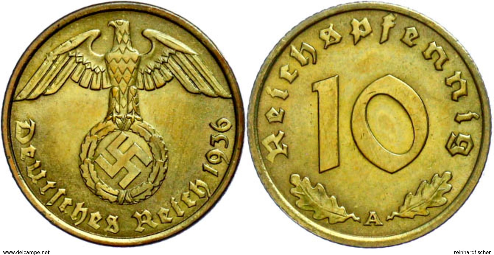 390 10 Reichspfennig, 1936, Mzz A, Vz., Katalog: J. 364 Vz - Altri & Non Classificati
