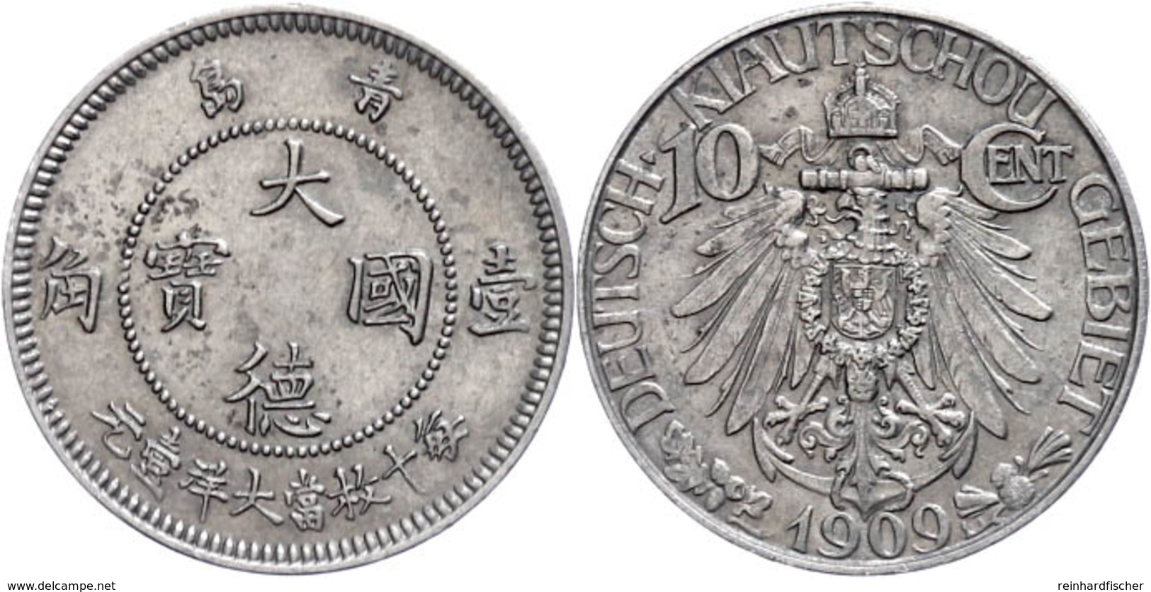 395 Kiautschou, 10 Cent, 1909, J. N 730, Ss-vz., Katalog: J. 730 Ss-vz - Other & Unclassified