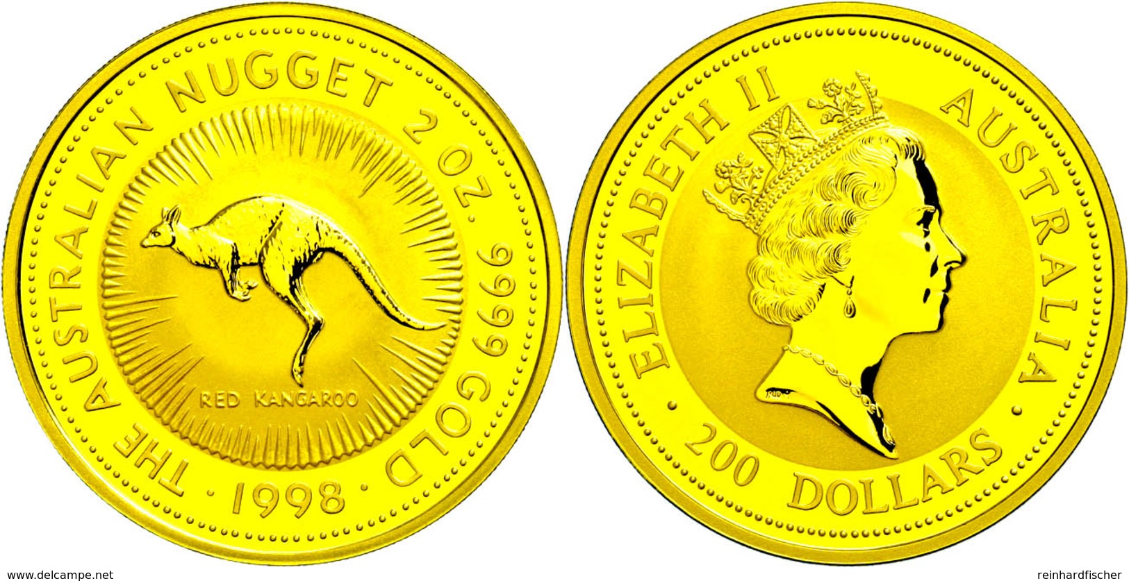 482 200 Dollars, Gold, 1998, Känguru, 2 Unzen Gold, Auflage Lt. Schön Nur 150 Stück! Schön 410, In Kapsel, St.  St - Other & Unclassified