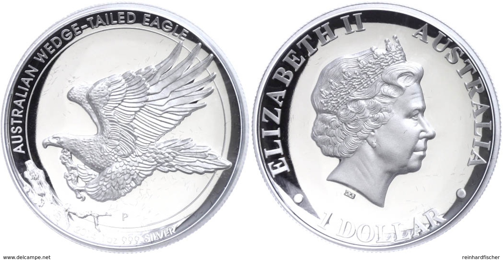 498 1 Dollar, 2014, Wedge Tailed Eagle, 1 Unze Silber, High Relief, Etui Mit OVP Und Zertifikat. Auflage Nur 10.000 Stüc - Altri & Non Classificati